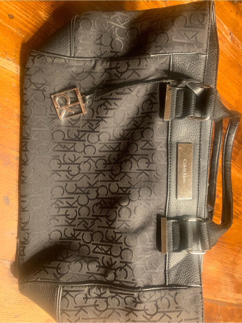 Calvin Klein Black Monogram Tote Briefcase